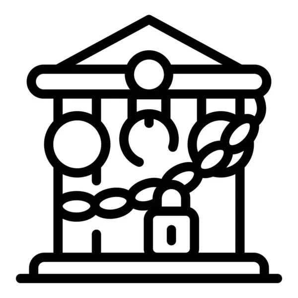 Ícone fechado do edifício do banco, estilo do esboço —  Vetores de Stock