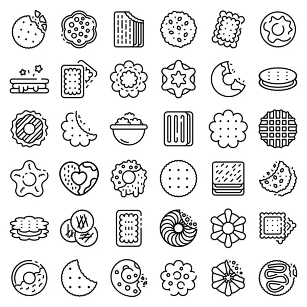 Σύνολο εικονιδίων cookie, στυλ περιγράμματος — Διανυσματικό Αρχείο
