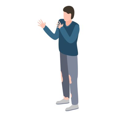 İşsiz genç adam simgesi, izometrik stil