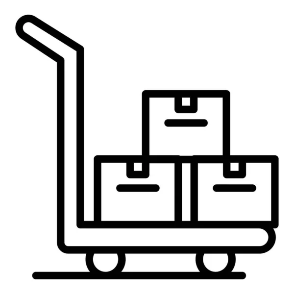 Parcel cart icon, outline style — Stock Vector