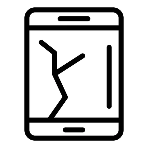 Gebroken display smartphone icoon, outline stijl — Stockvector