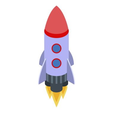 Başlangıç ürünü roket simgesi, izometrik biçim