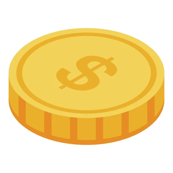 Ícone de moeda de ouro dólar, estilo isométrico — Vetor de Stock