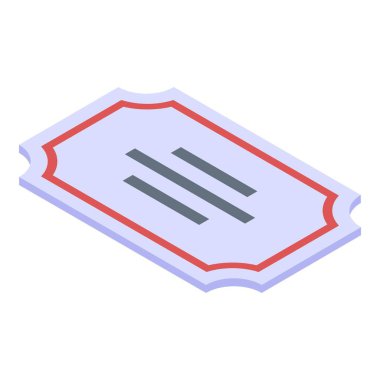 Müze bileti kağıt simgesi, izometrik biçim