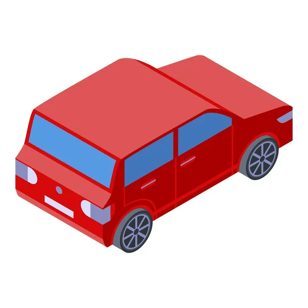 赤の小さな車のアイコン、等方式 — ストックベクタ
