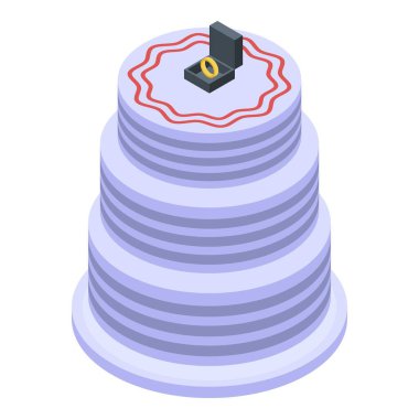 Düğün gelini pasta simgesi, izometrik stil