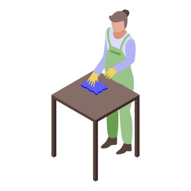 Kadın temizleme tablosu simgesi, izometrik biçim