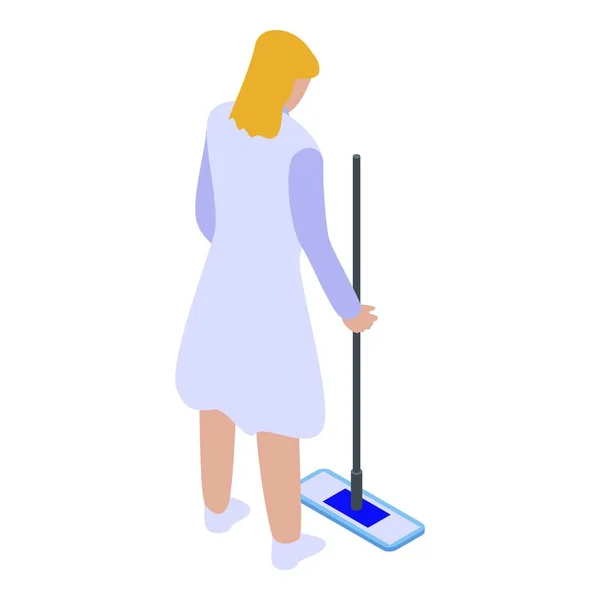 Services de nettoyage icône femme, style isométrique — Image vectorielle