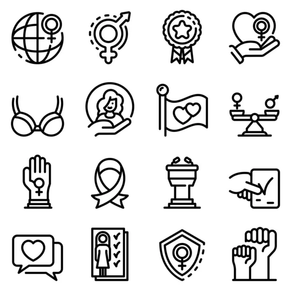 Conjunto de iconos de empoderamiento, estilo de contorno — Archivo Imágenes Vectoriales