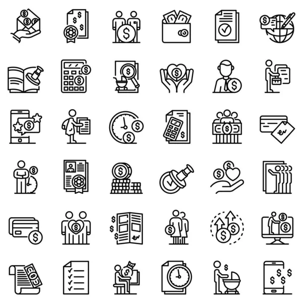 Conjunto de iconos de asignación, estilo de esquema — Archivo Imágenes Vectoriales