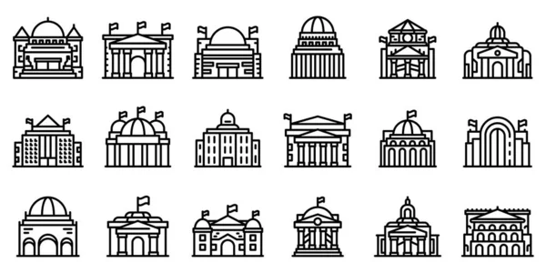 Jeu d'icônes du Parlement, style contour — Image vectorielle