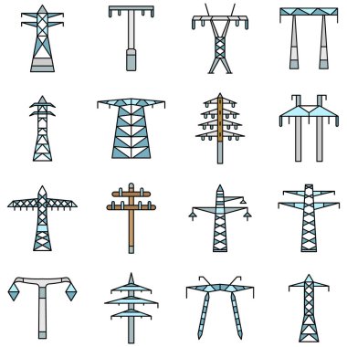 Elektrik kule simgesi seti, özet biçimi