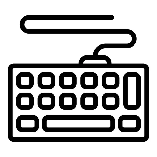 Icono de teclado con cable, estilo de esquema — Vector de stock