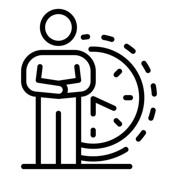 Icono de tiempo de administrador de oficina, estilo de esquema — Vector de stock