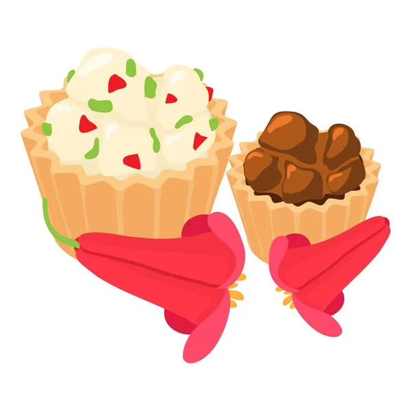 Traditional cupcake icon, isometric style — Stock Vector