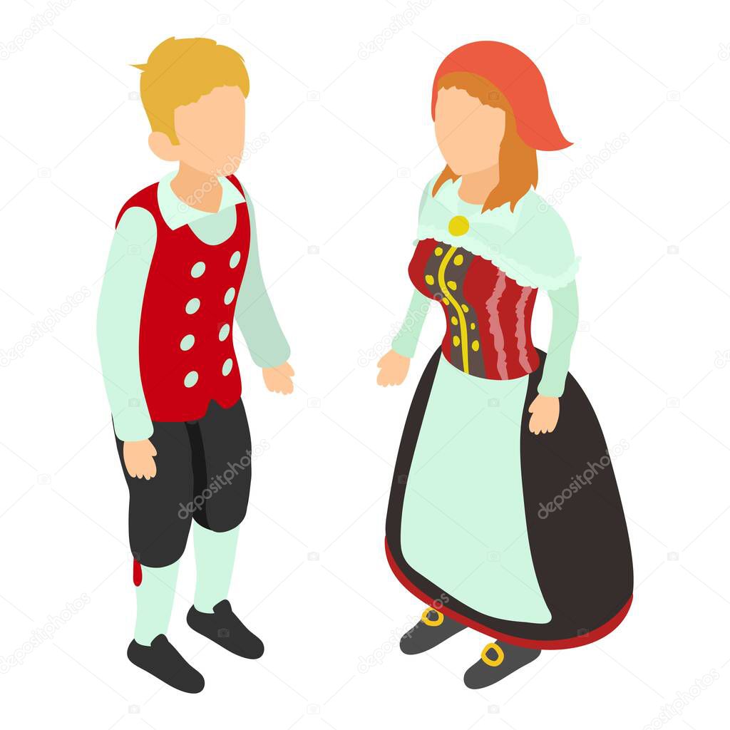 Traditional costume icon, isometric style