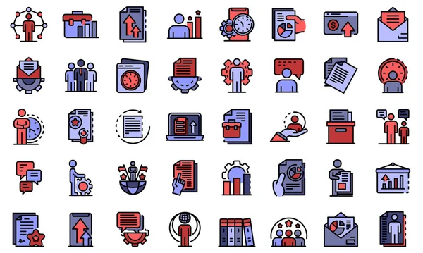 Office manager icons set, outline style — Wektor stockowy