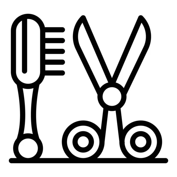 Ikona szczotki do golenia nożyczki, styl zarysu — Wektor stockowy