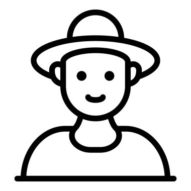 Gülümseyen çiftçi yüzü simgesi, taslak tarzı