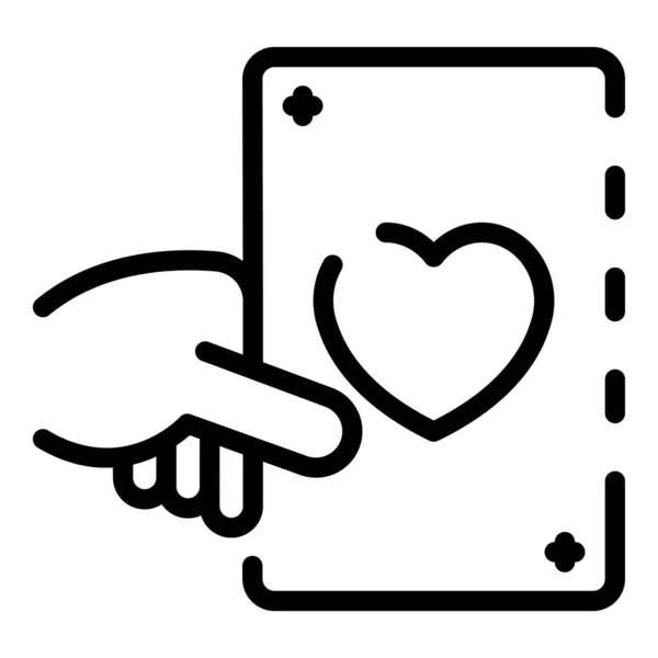 Zagraj w ikonę karty serca, zarys stylu — Wektor stockowy