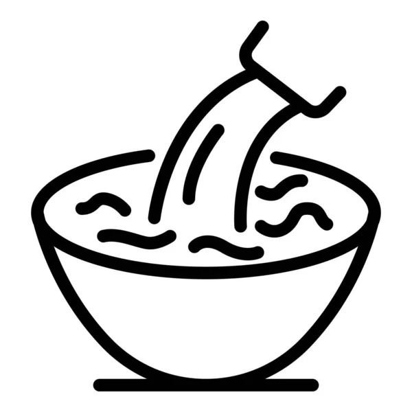 Icône flocons de céréales au lait, style contour — Image vectorielle