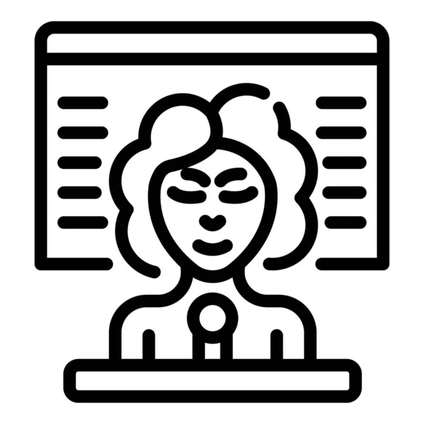 Icono de reportero de televisión, estilo de esquema — Vector de stock