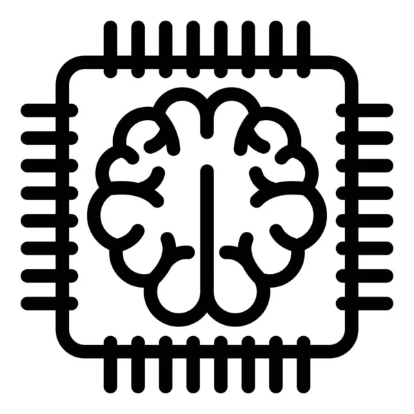 Icono del procesador de comunicación cerebral, estilo de esquema — Archivo Imágenes Vectoriales