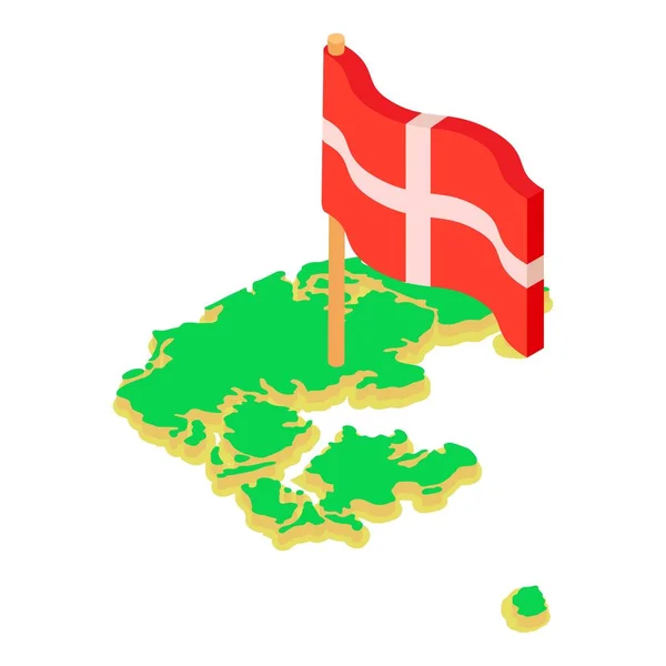 Ikone der dänischen Landkarte, isometrischer Stil — Stockvektor