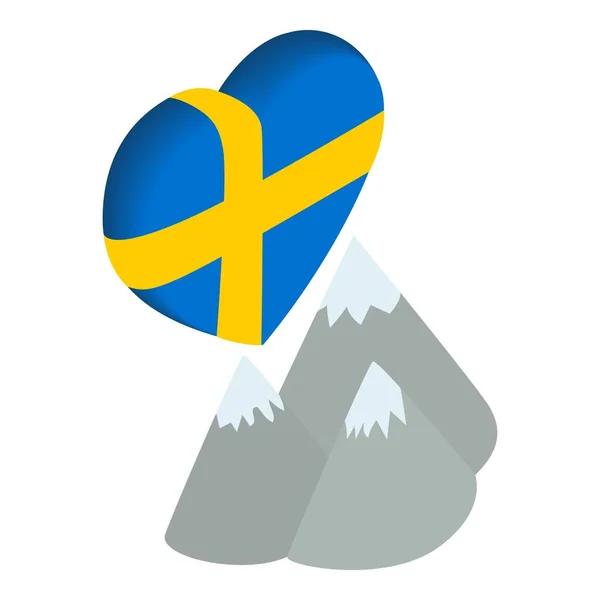 Suecia icono de la montaña, estilo isométrico — Vector de stock