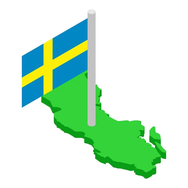 Icona mappa Svezia, stile isometrico — Vettoriale Stock