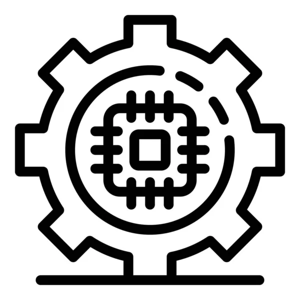 Processor gear wheel icon, outline style — Stock Vector