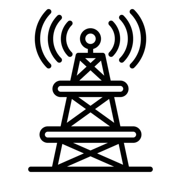 Icono de torre de radio, estilo de esquema — Vector de stock