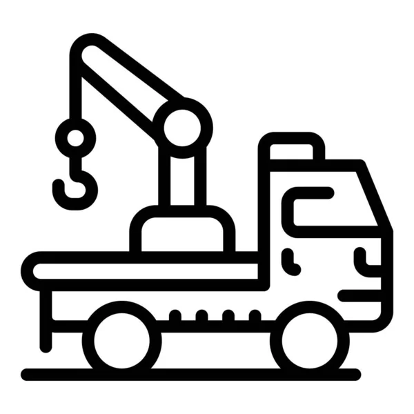 Icône de camion de remorquage, style contour — Image vectorielle