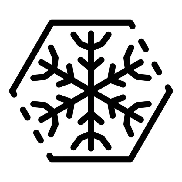 Copo de nieve en un icono de hexágono, estilo de contorno — Vector de stock