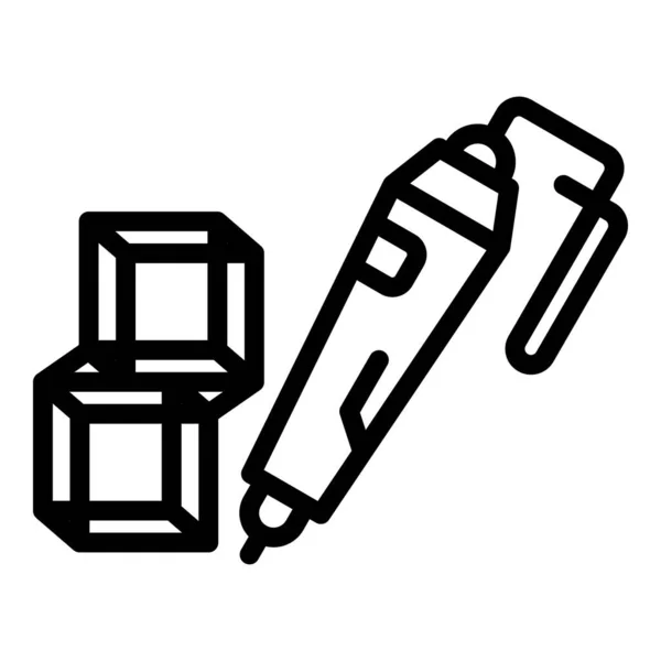 3d cubos icono de la pluma, estilo de contorno — Vector de stock