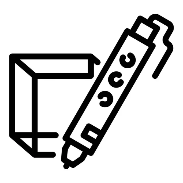 3d creatieve pen icoon, omtrek stijl — Stockvector