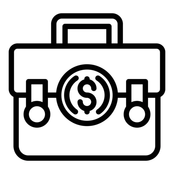 Geld koffer pictogram, Kaderstijl — Stockvector