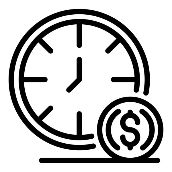 Clock and credit icon, outline style — Stock Vector