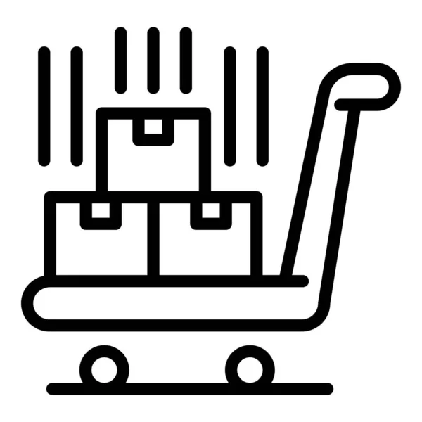 Trolley mit Kästen-Symbol, Umrissstil — Stockvektor