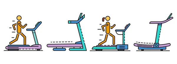 Treadmill icon set line color vector — Stock Vector