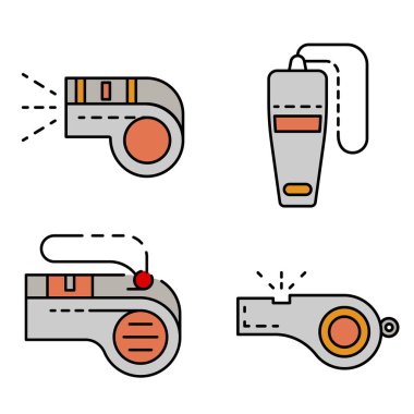 Whistle icon set line color vector vector