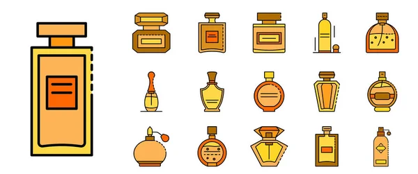 Ikony butelek zapachowych ustawiają wektor koloru linii — Wektor stockowy