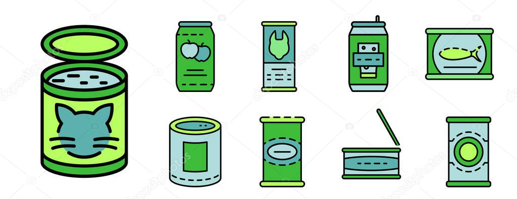 Tin can icon set line color vector — Stock Illustration Tin can icon set line color vector Royalty Free Stock Illustrations