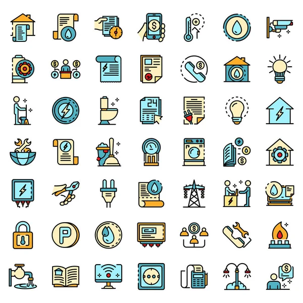 Iconos de utilidades establecer vector de color de línea — Vector de stock