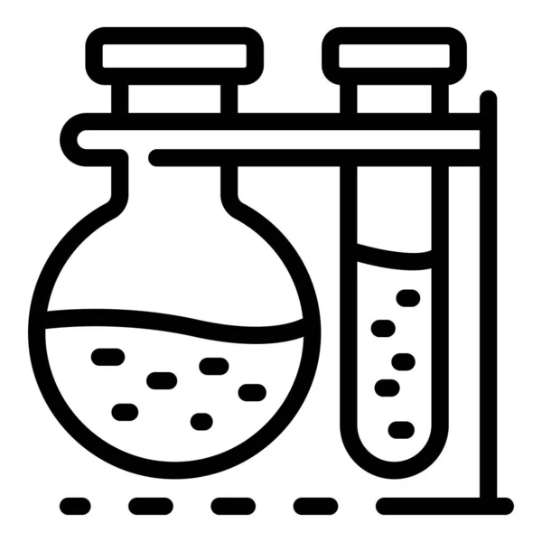 Tube and flask chemistry icon, outline style — Stock Vector
