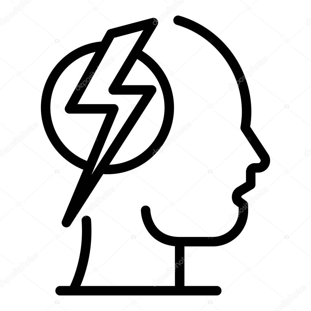 Lightning in the head icon, outline style