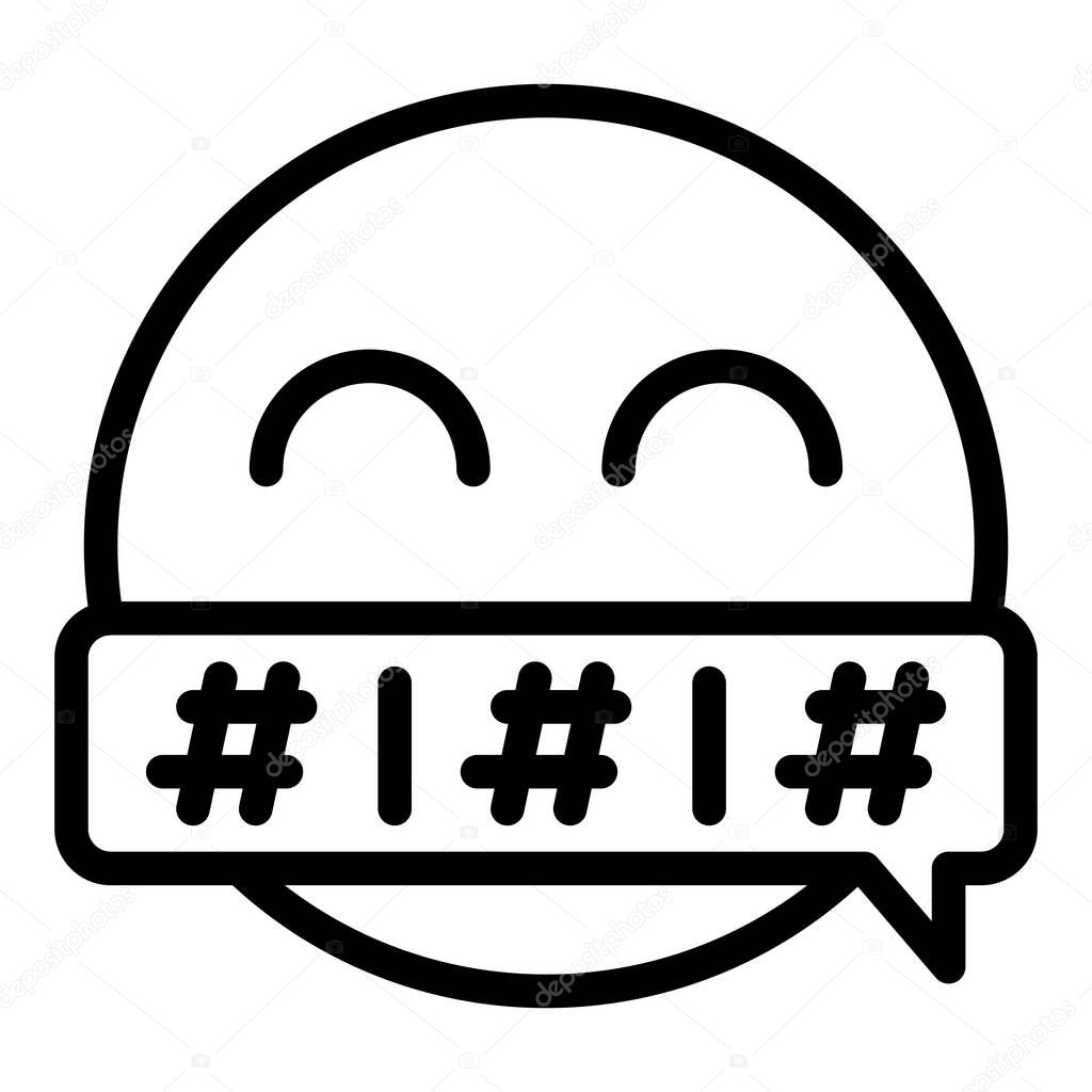 Smiley censorship icon, outline style