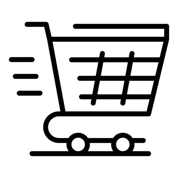 Icono de carrito de compras rápido, estilo de esquema — Vector de stock