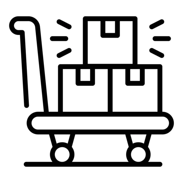 Icono del carrito de la caja de entrega, estilo de esquema — Vector de stock