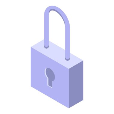 Güvenlik asma kilit simgesi, izometrik biçim